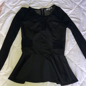 Black long sleeve cut out blouse
